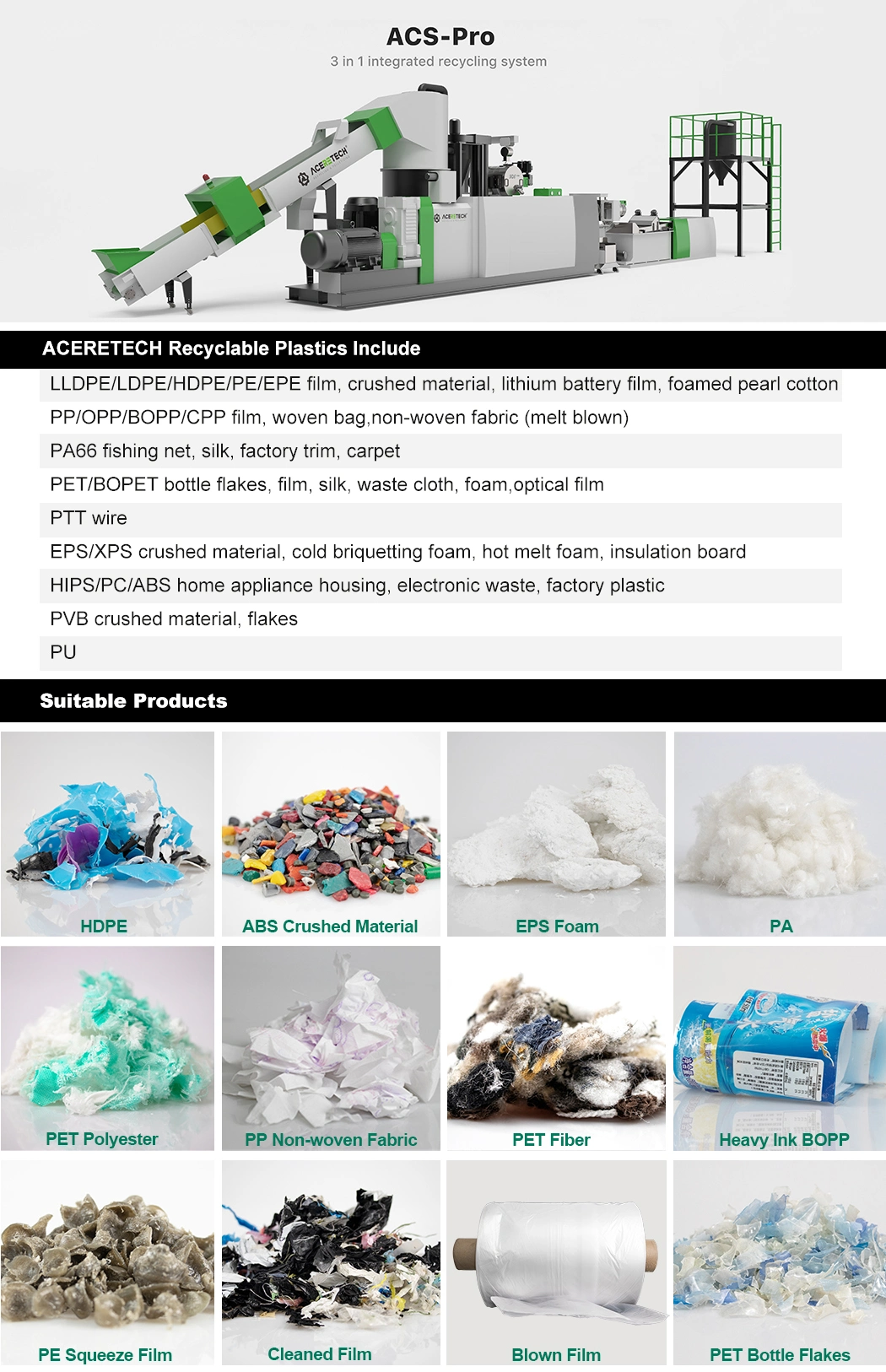 Professional Service Good Price Plastic Recycling Machine Waste