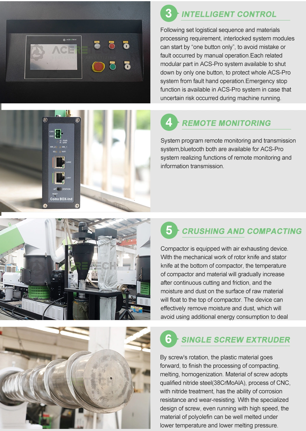 Aceretech in Stock Prilling Machine for PP/PE Film Plastic Pipe Recycling