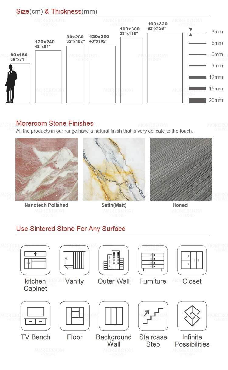 Basic Customization 1200X2400 3200X1600 1200X2700 1200X3000mm 6mm 12mm Super White Quartzite Marble Dolomite Sintered Stone Slab